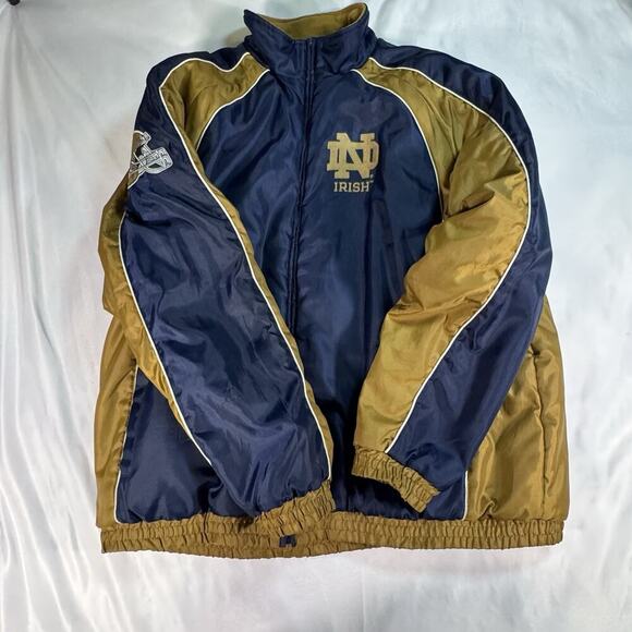 Notre Dame REVERSIBLE Fleece Parka‎ Coat XL- Blue And Gold - Picture 1 of 8